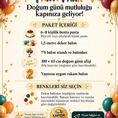 Doğum günü mutluluğu kapınıza geliyor!

Parti Park’ın pasta ve süsleme paketleriyle sevdiklerinize ö