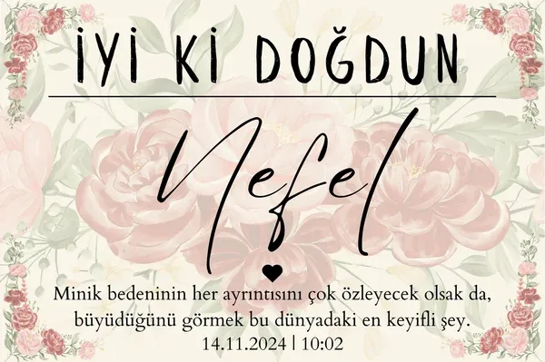 Kişiselleştirilebilir Çiçek Temalı Doğum Günü Duvar Örtüsü