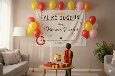 Kişiselleştirilebilir Galatasaray Temalı Doğum Günü Duvar Örtüsü