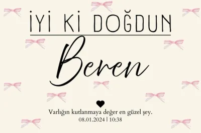 Kişiselleştirilebilir Kurdele Detaylı Doğum Günü Duvar Örtüsü