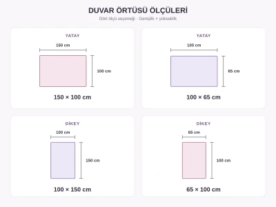 Duvar örtüsü ölçü seçenekleri