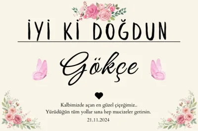 Kişiselleştirilebilir Kelebek Figürlü Doğum Günü Duvar Örtüsü