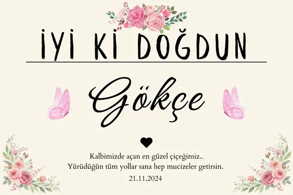 Kişiselleştirilebilir Kelebek Figürlü Doğum Günü Duvar Örtüsü